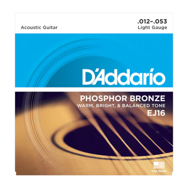 D'Addario EJ16-3D Phosphor Bronze Acoustic Guitar Strings, Light, 12-53 (3 PACK)