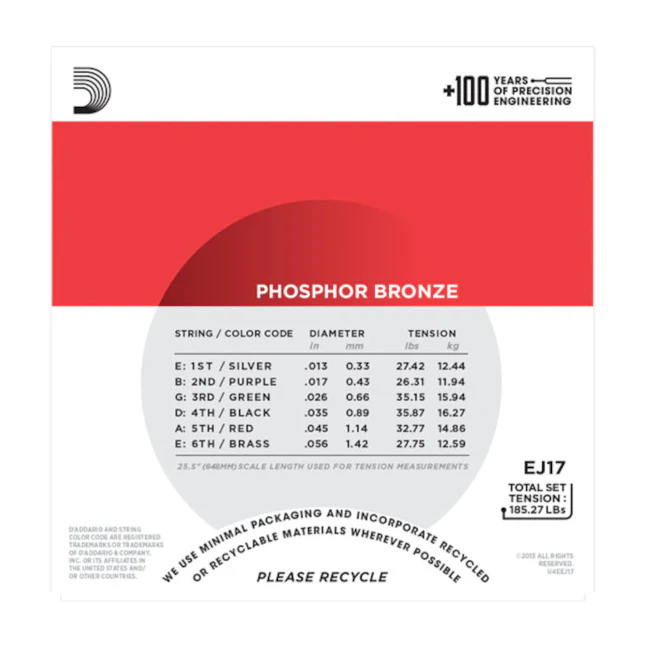 D'Addario EJ17 Phosphor Bronze Acoustic Guitar Strings, Medium, 13-56 - Image 2