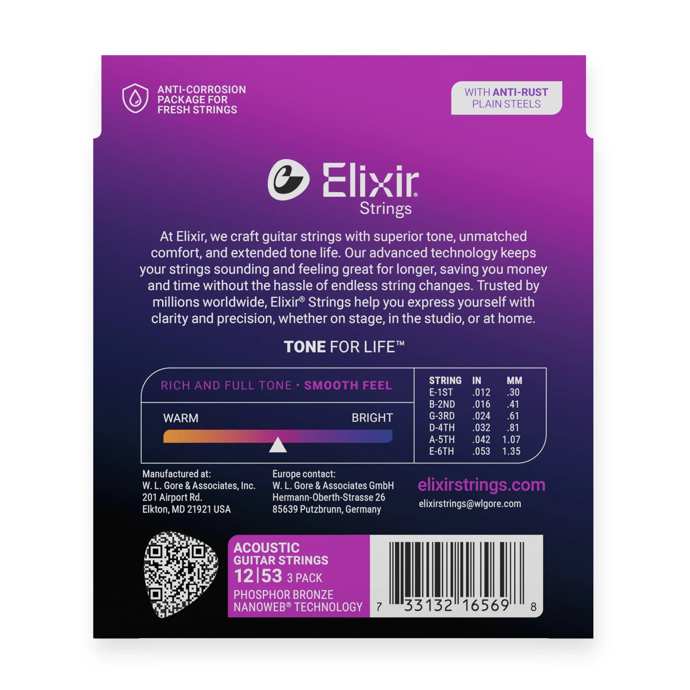 Elixir Nanoweb Phosphor Bronze Strings, 12-53 (3 For 2 Multipack) E16569 - Image 2
