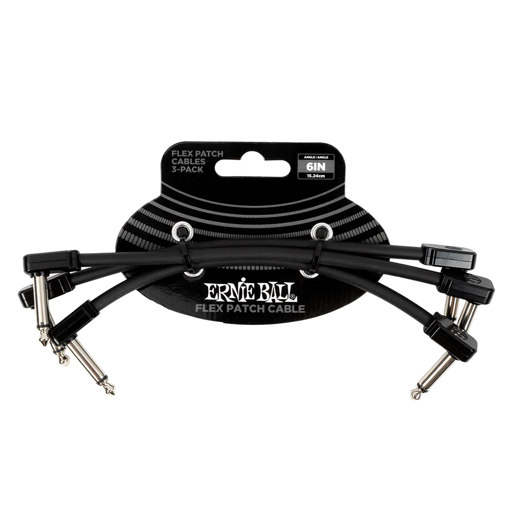 Ernie Ball 6" Flex Patch Cable 3-Pack ~ BLACK