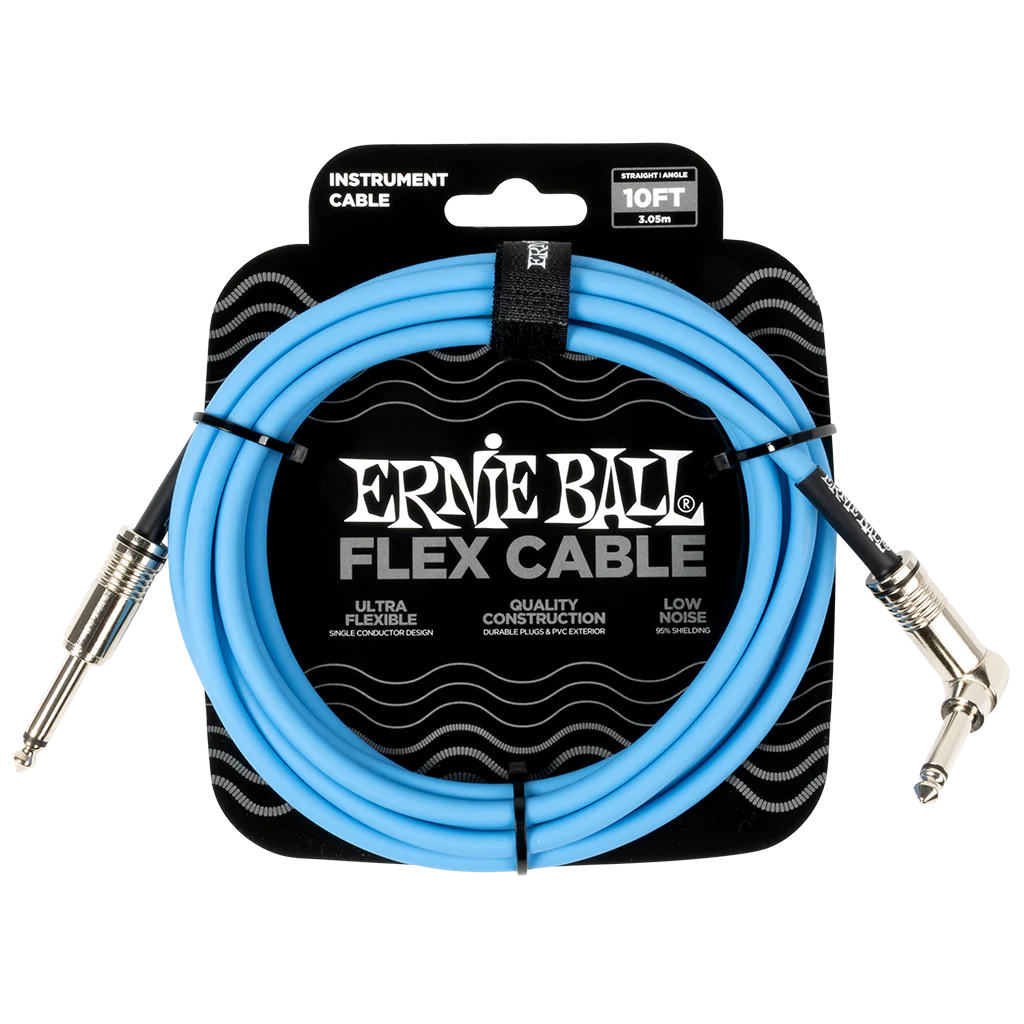 Ernie Ball FLEX Instrument Cable – 10ft Right Angle ~ Blue
