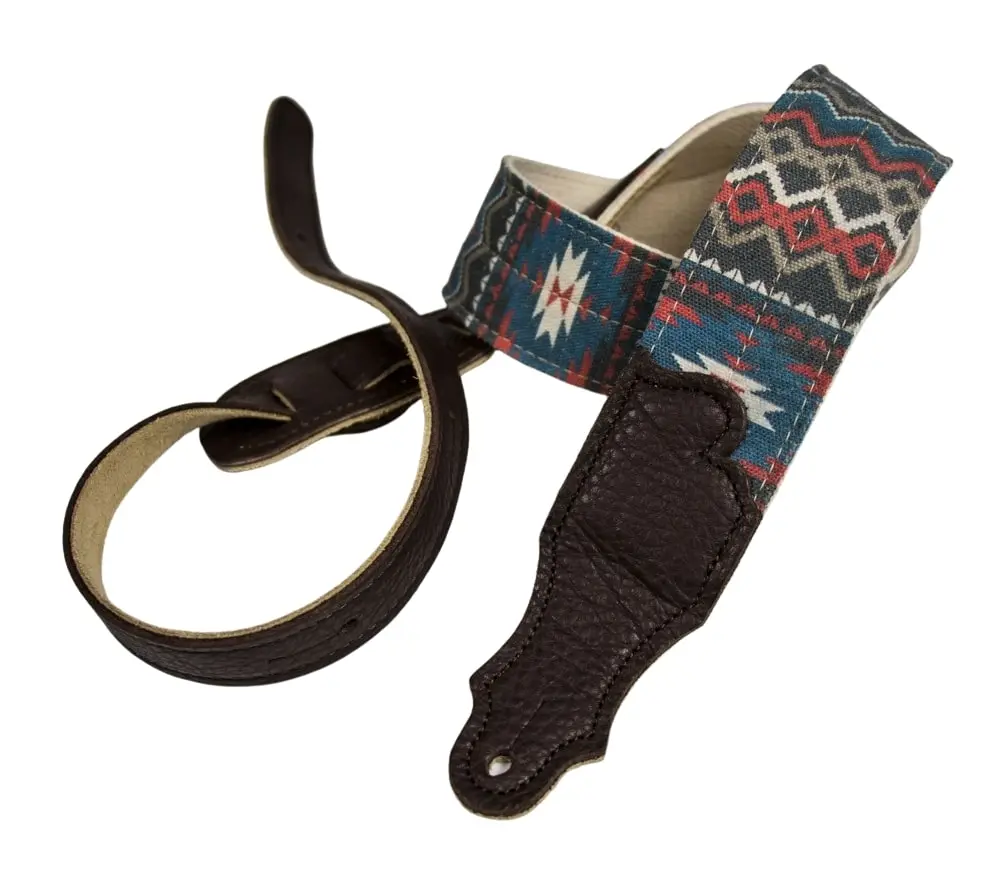Franklin 2" Old Aztec Canvas Guitar Strap ~ Blue / Red