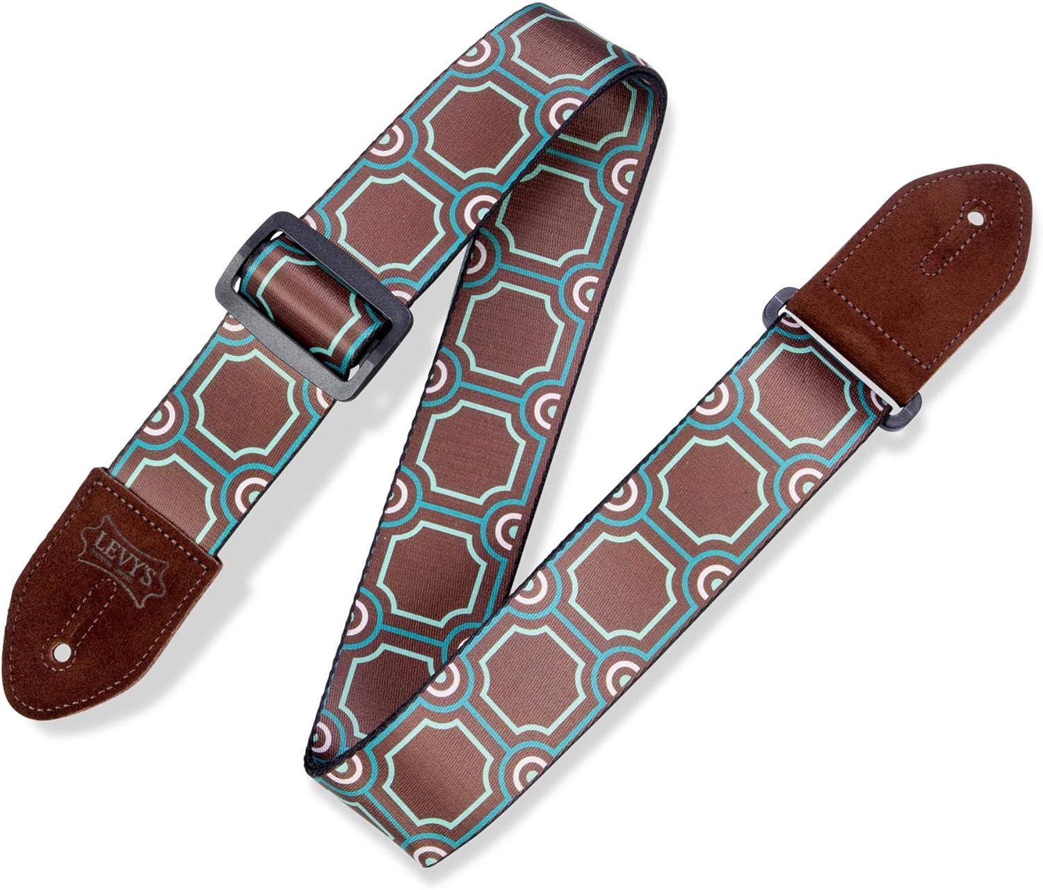 Levy's Graphic Waves Guitar Strap - Art Deco Brown / Teal