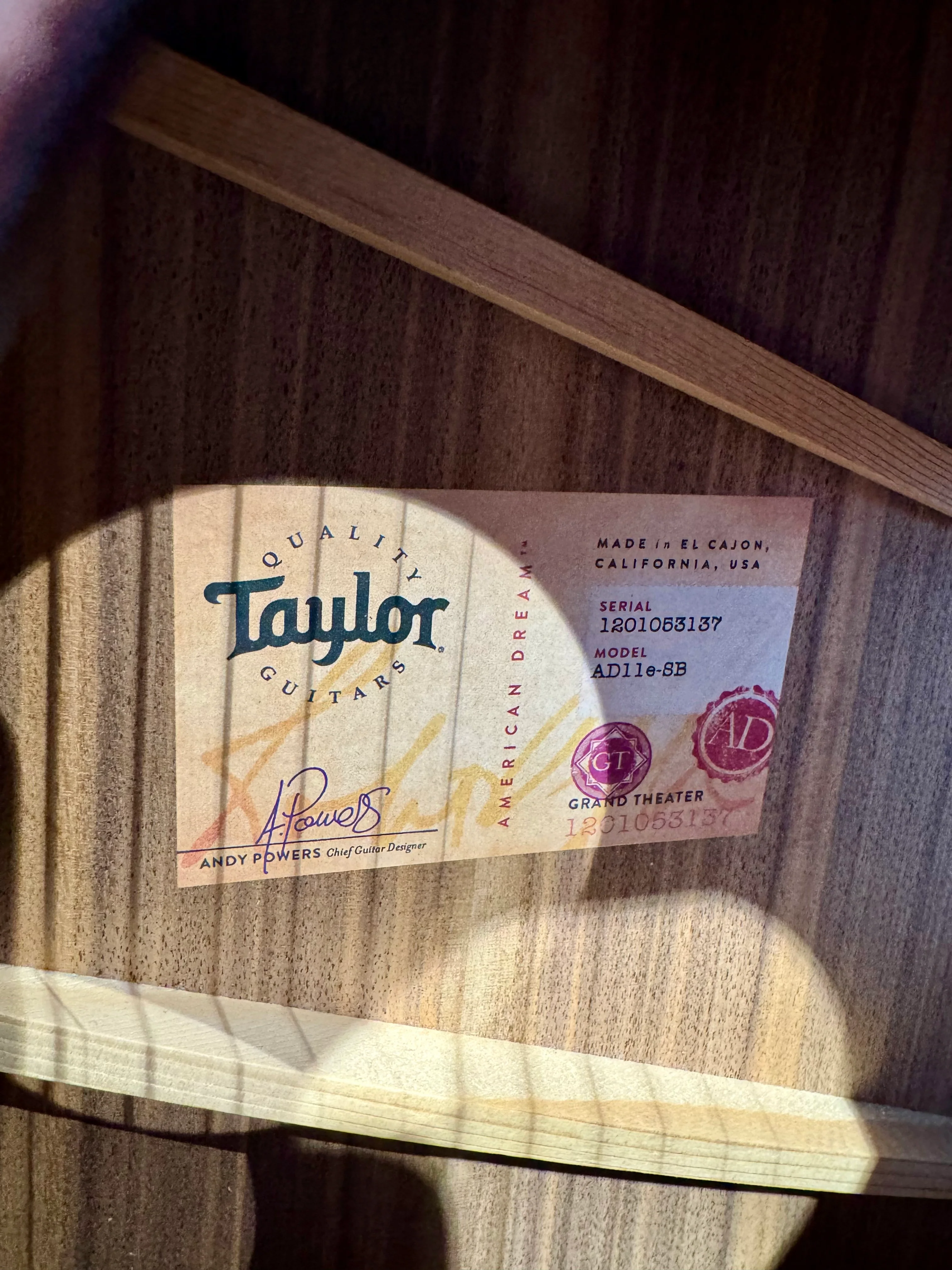 2023 Taylor American Dream AD11e Electro Acoustic ~ Sunburst (Preloved) - Image 7