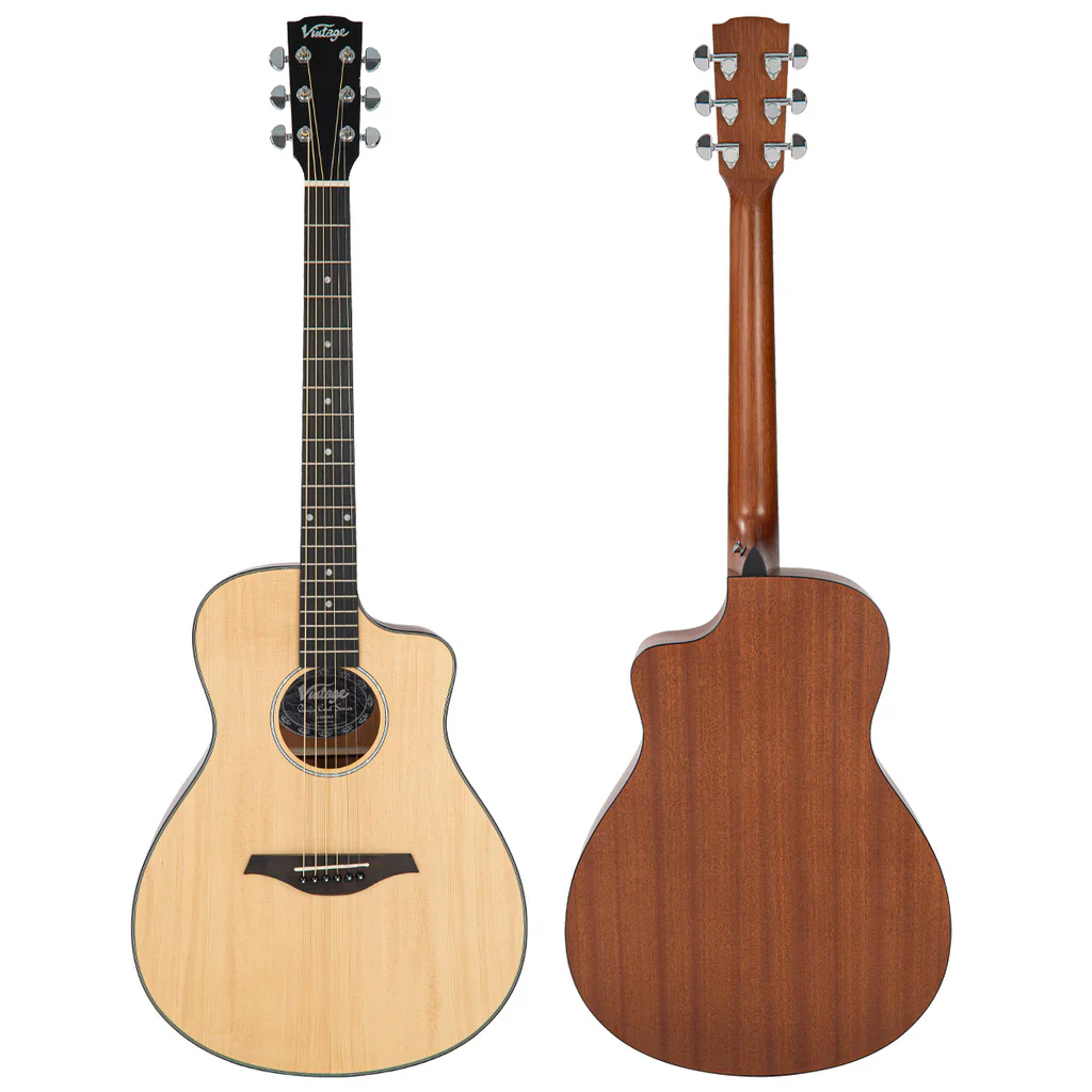 Vintage Pacific Coast Series Acoustic Guitar ~ Natural Spruce - Image 2